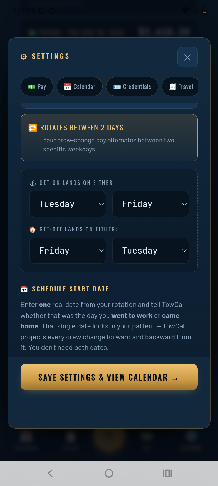 Custom two-day rotation set up on Tuesdays and Fridays