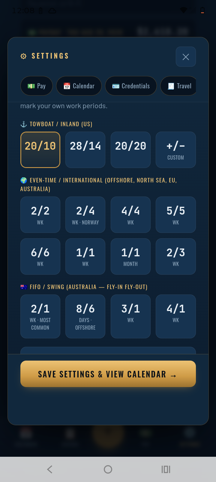 Rotation preset picker with 28/28, 28/14, 21/21, 14/14, 14/7 and custom options